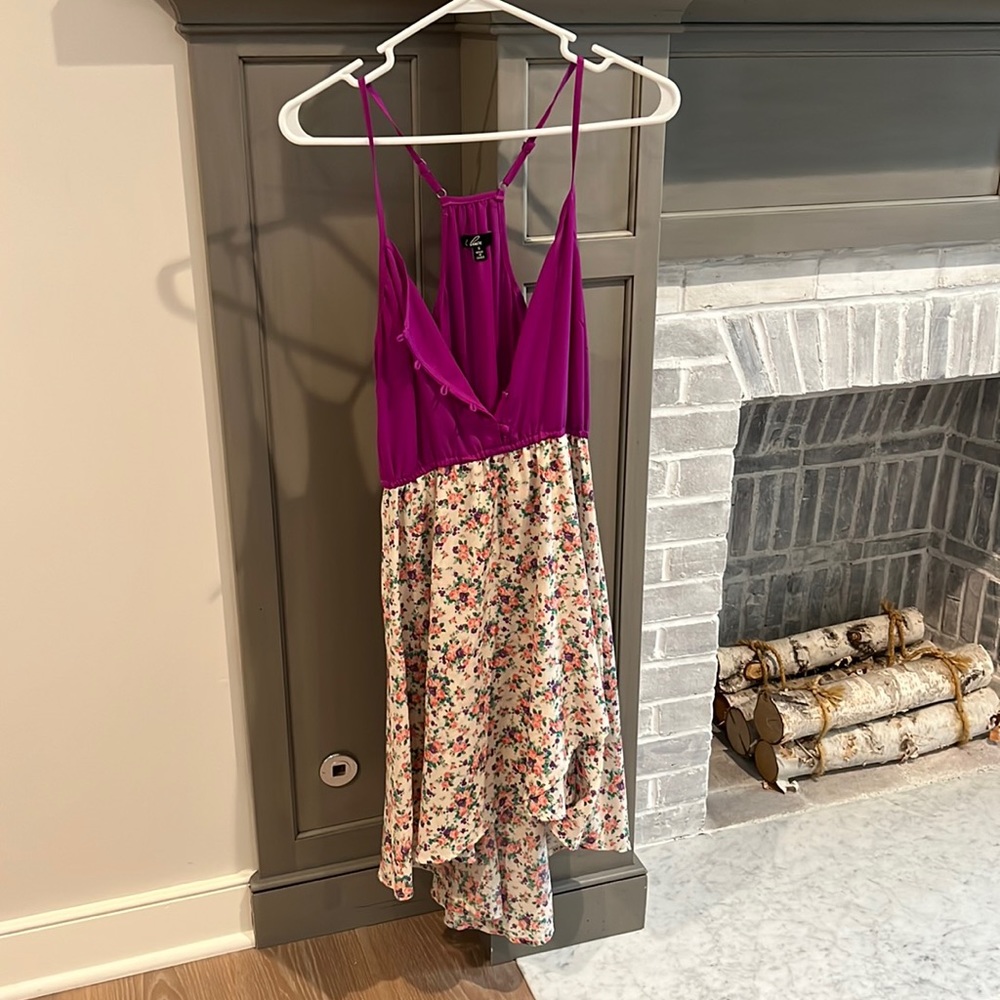 Strapless floral colorblock coverup